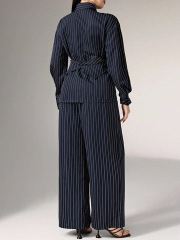 Heiryn Waisted, Wrap-Around, Korean Style Vintage-Inspired Two Pieces Set