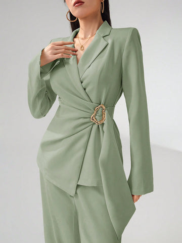 Heiryn Women's Fashionable Commuter Wrap Blazer Jacket