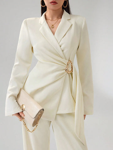 Heiryn Women's Fashionable Commuter Wrap Blazer Jacket