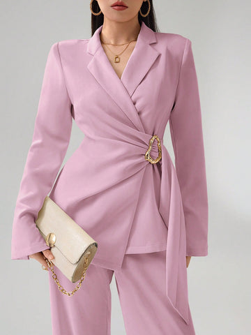 Heiryn Women's Fashionable Commuter Wrap Blazer Jacket