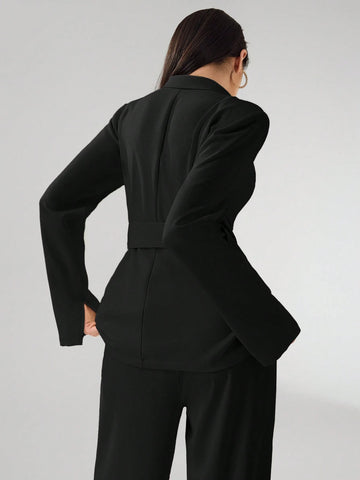 Heiryn Women's Fashionable Commuter Wrap Blazer Jacket