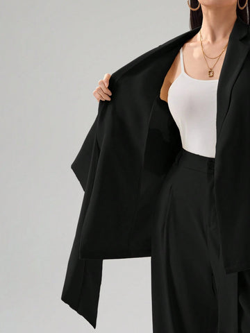 Heiryn Women's Fashionable Commuter Wrap Blazer Jacket