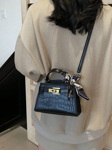 Fashionable High-End Lychee Pattern Women's Handbag