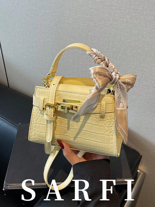 Fashionable High-End Lychee Pattern Women's Handbag