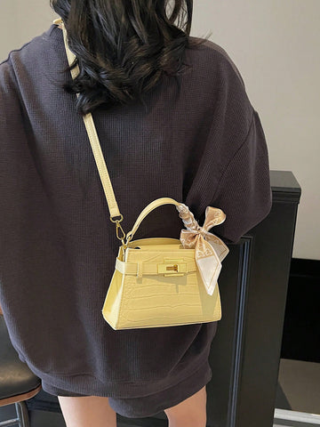 Fashionable High-End Lychee Pattern Women's Handbag