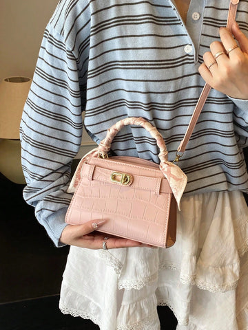 Fashionable High-End Lychee Pattern Women's Handbag