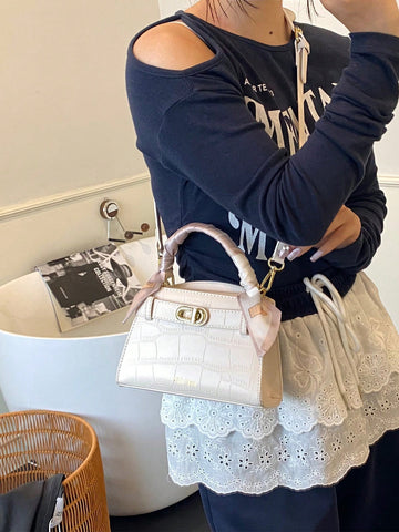 Fashionable High-End Lychee Pattern Women's Handbag