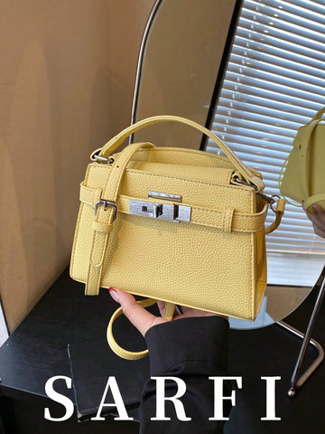 Fashionable High-End Lychee Pattern Women's Handbag