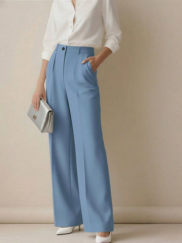 Women's High Waist Pleated Loose Fit Trousers