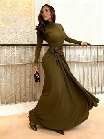 High Neck Long Sleeve Knit Dress