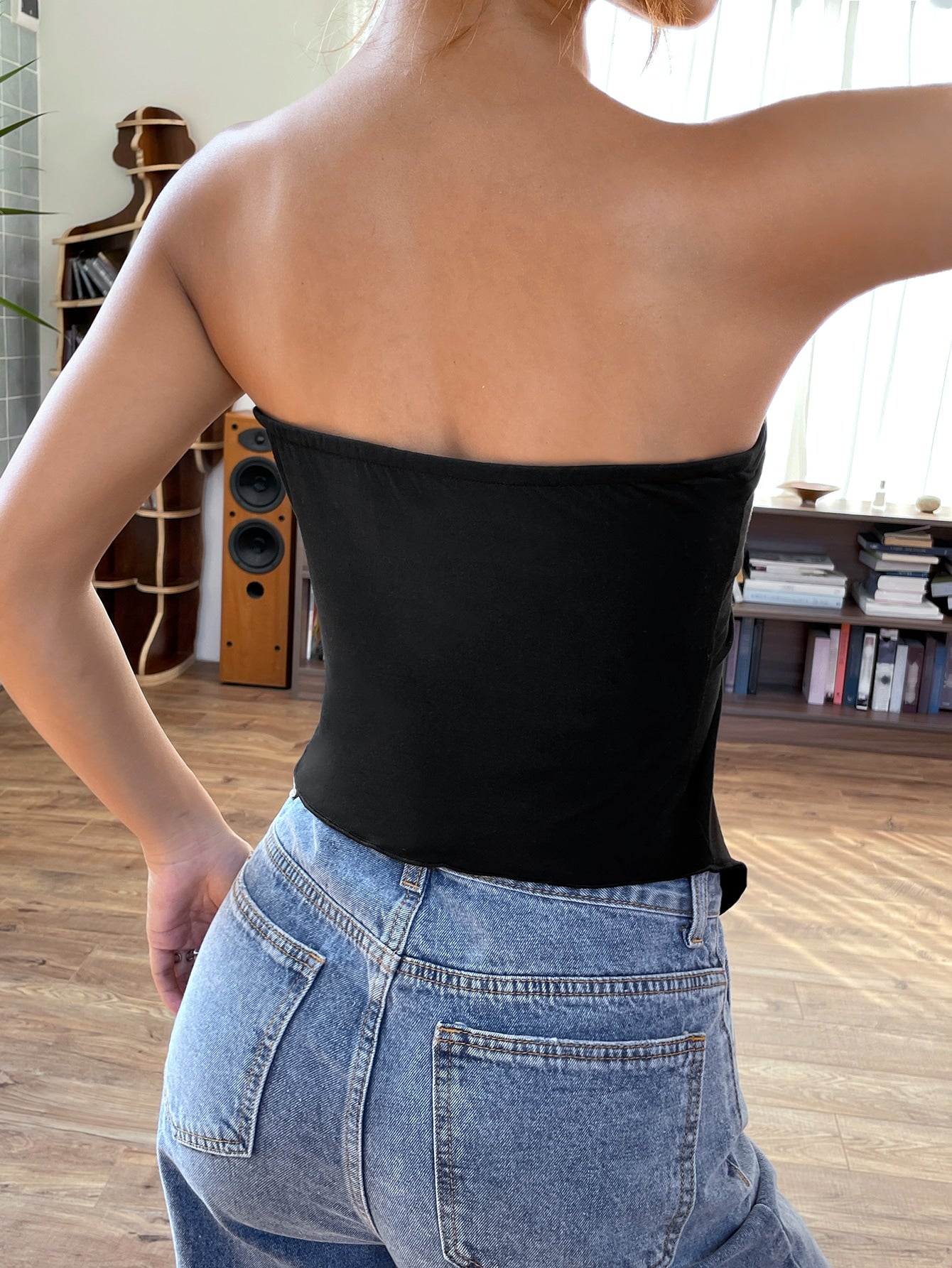 ICON Twist Front Asymmetrical Hem Tube Top