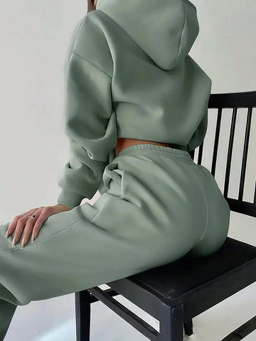 Women's Letter Printed Long Sleeve Hooded Sweatshirt And Pants