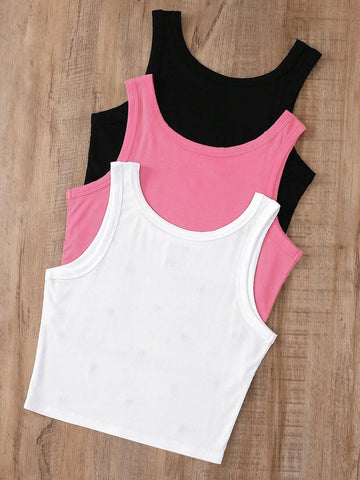 INAWLY Bow Embroidery Pattern Women Round Neck Tank Top Graphic Tees