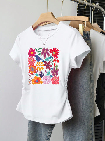 Women's Solid Color Round Neck Short Sleeve T-Shirt