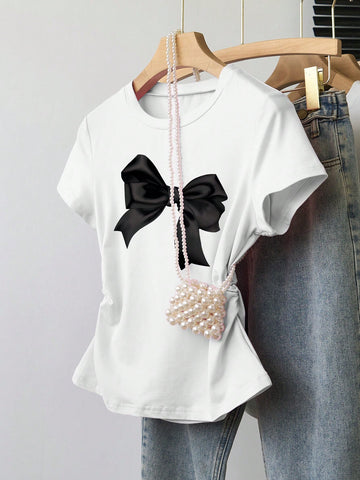 Women's Solid Color Round Neck Short Sleeve T-Shirt