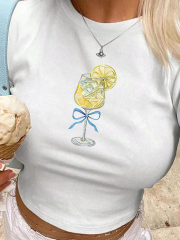 Women's Printed Casual Short Sleeve Round Neck T-Shirt