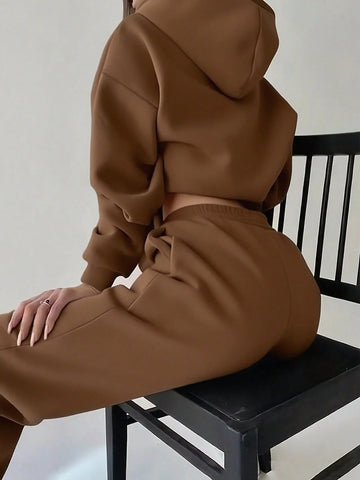 Women's Letter Printed Long Sleeve Hooded Sweatshirt And Pants