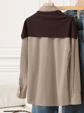 Solid Color Shawl 2 In 1 Regular Long Sleeve Shirt