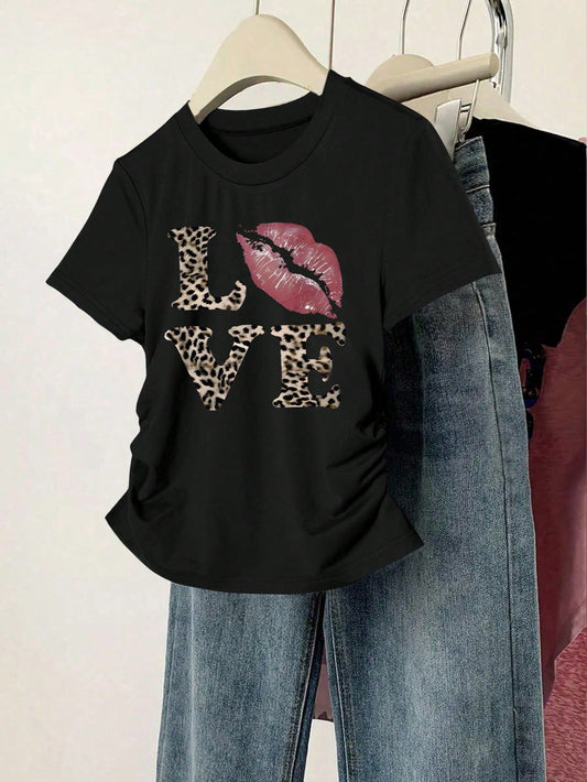 Women's Solid Color Round Neck Short Sleeve T-Shirt