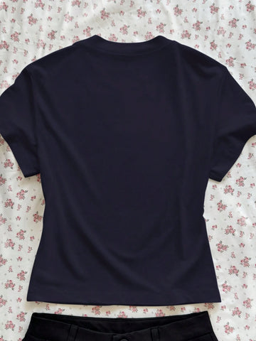 Women's Letter & Strawberry Print Round Neck Short Sleeve Casual T-Shirt