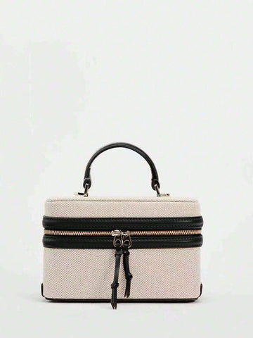 Fashionable Hard-Sided Blue Square Handbag, With Dual Shoulder Straps