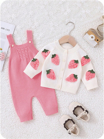 Baby Girls Fashionable Cute Versatile Top & Knit Jumpsuit