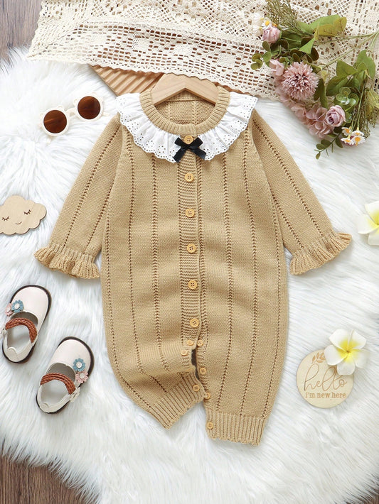 Floral Embroidered Sweater Romper + Hat, Fashionable & Adorable Baby Knit Romper