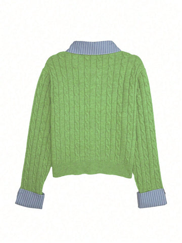 Fashionable Blogger-Inspired 2 In 1 Patchwork Knit Cropped Cardigan