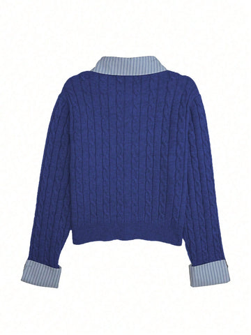 Fashionable Blogger-Inspired 2 In 1 Patchwork Knit Cropped Cardigan