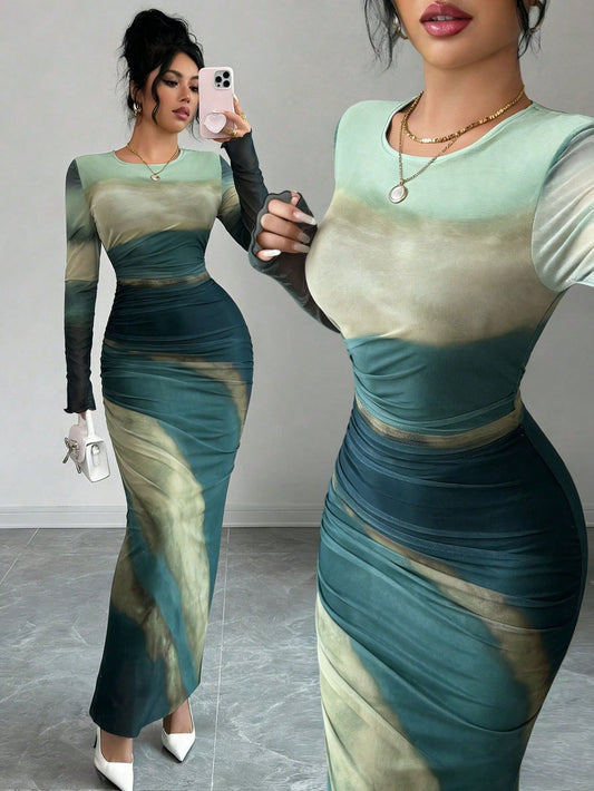 Women's Tie-Dye Pleated Dress