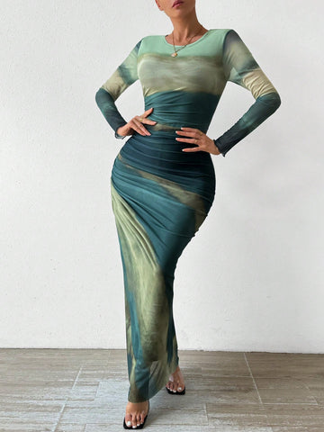 Women's Tie-Dye Pleated Dress