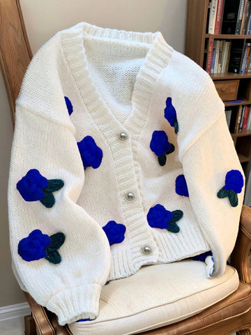 3D Floral Knit Cardigan