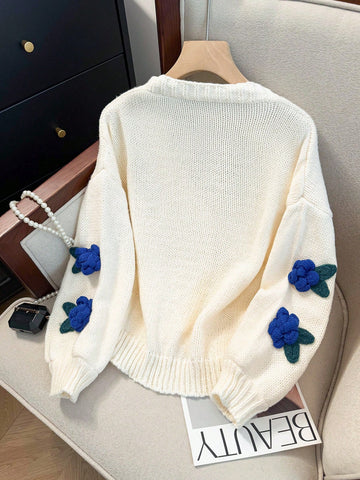 3D Floral Knit Cardigan