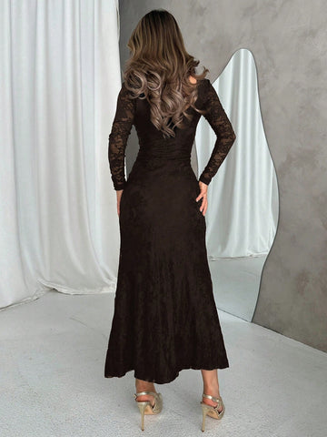 Women's Elegant Lace Ruched Dress