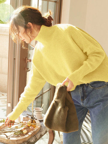 Women's High Neck Loose Fit Knit Sweater