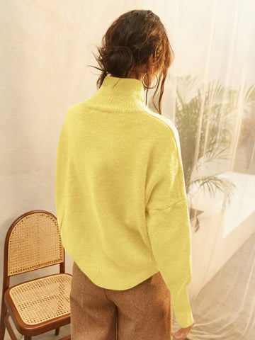 Women's High Neck Loose Fit Knit Sweater
