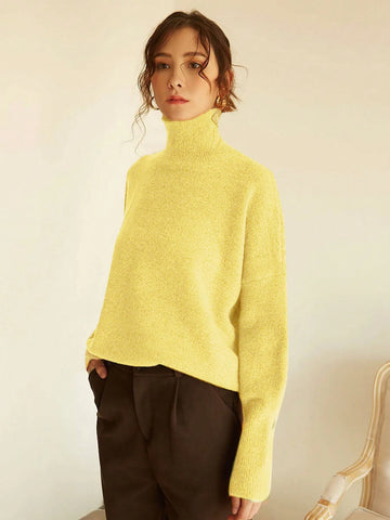 Women's High Neck Loose Fit Knit Sweater
