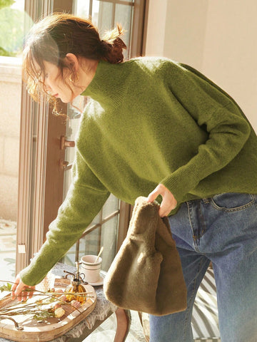 Women's High Neck Loose Fit Knit Sweater