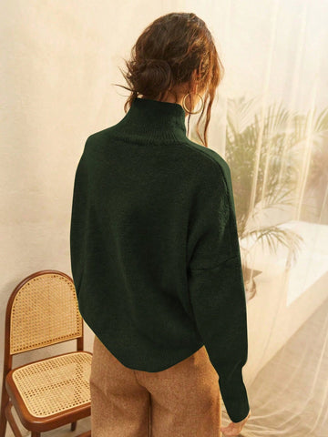 Women's High Neck Loose Fit Knit Sweater