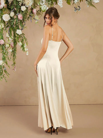 L'Amorae Elegant Black And White Dress With Spaghetti Straps