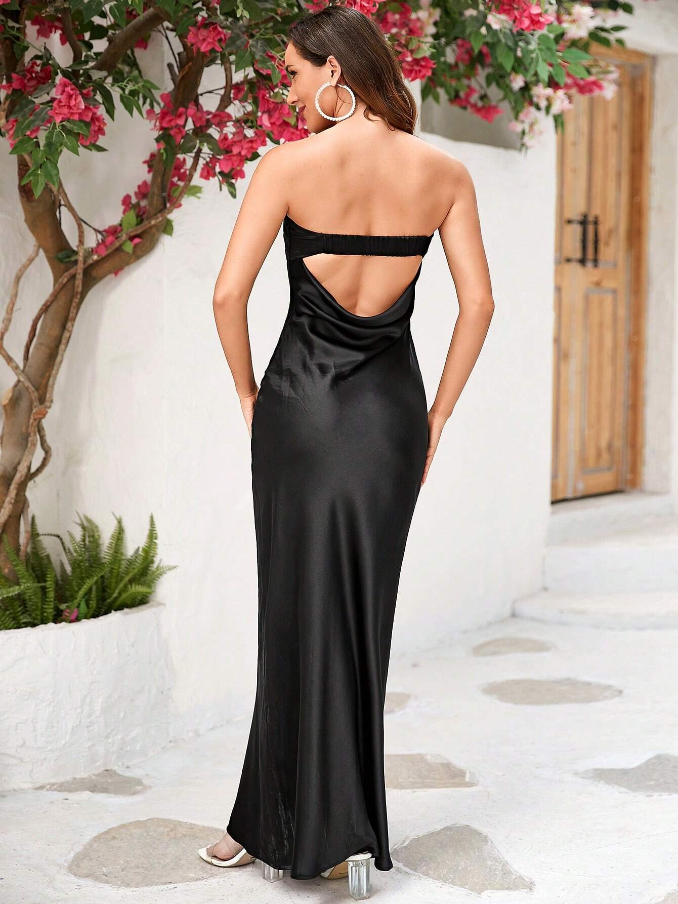 LOVE&LEMONADE Solid Satin Tube Formal Dress