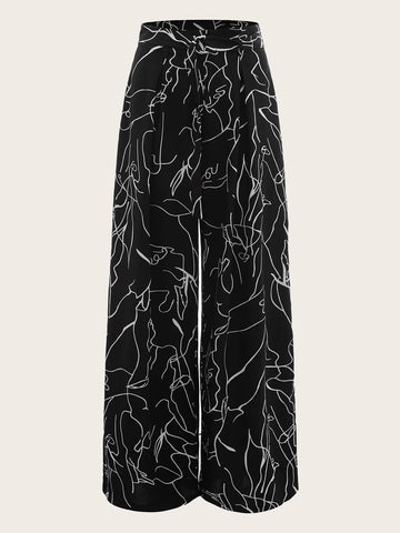 LUNE Women's Abstract Face Printed Pants