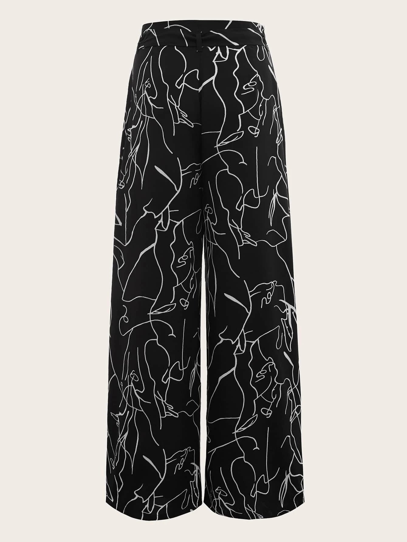 LUNE Women's Abstract Face Printed Pants