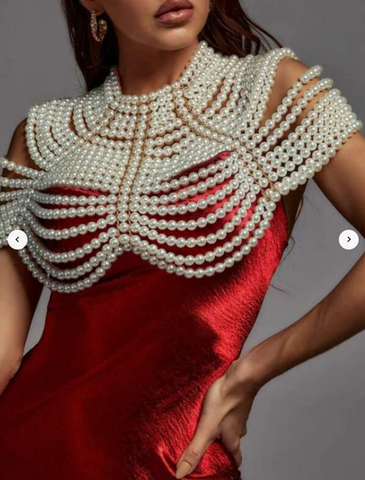 Ladies artificial pearl chain decorative body chain