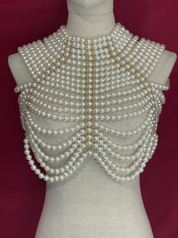 Ladies artificial pearl chain decorative body chain