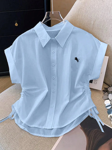 Women's Casual Knight Print Short Sleeve Single-Breasted Shirt