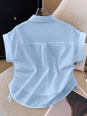 Women's Casual Knight Print Short Sleeve Single-Breasted Shirt