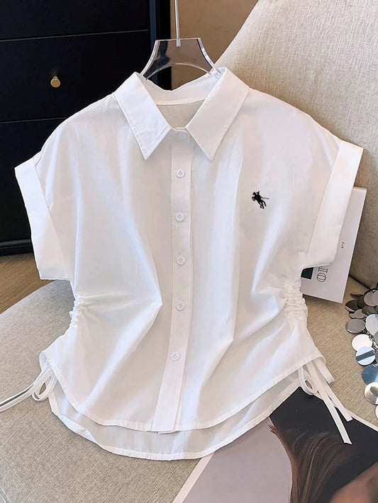 Women's Casual Knight Print Short Sleeve Single-Breasted Shirt