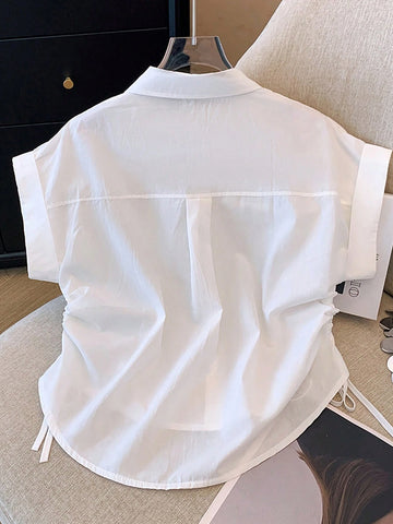 Women's Casual Knight Print Short Sleeve Single-Breasted Shirt