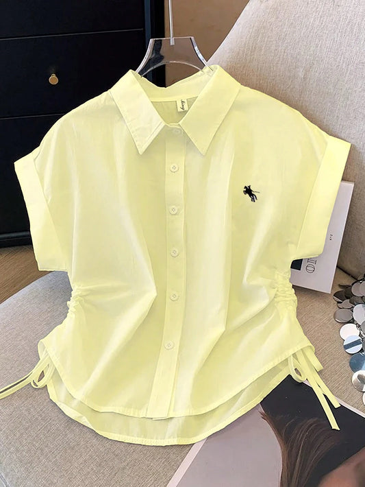 Women's Casual Knight Print Short Sleeve Single-Breasted Shirt